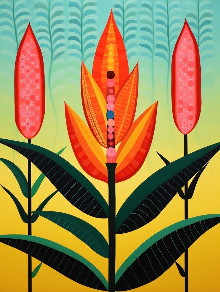 Flower Motif Painting Heliconia 3