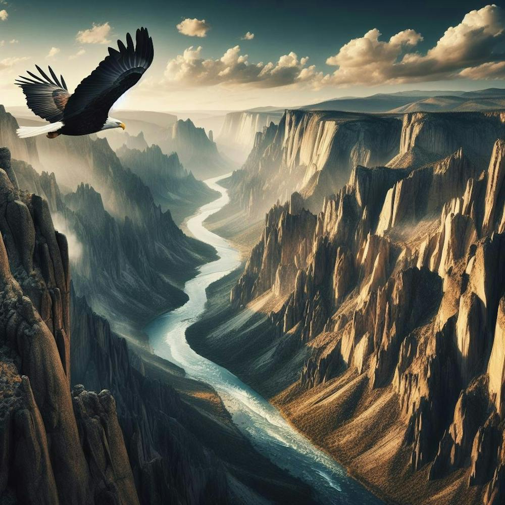 Eagle Flying Over River