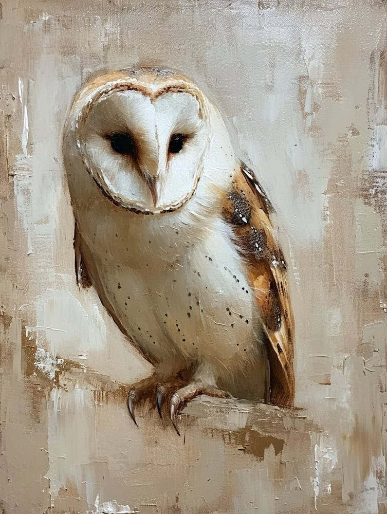 Spectacled Owl Japanese Painting 4