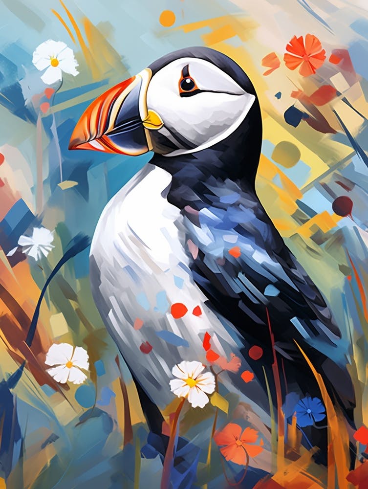 Bird Painting Collage Puffin 2