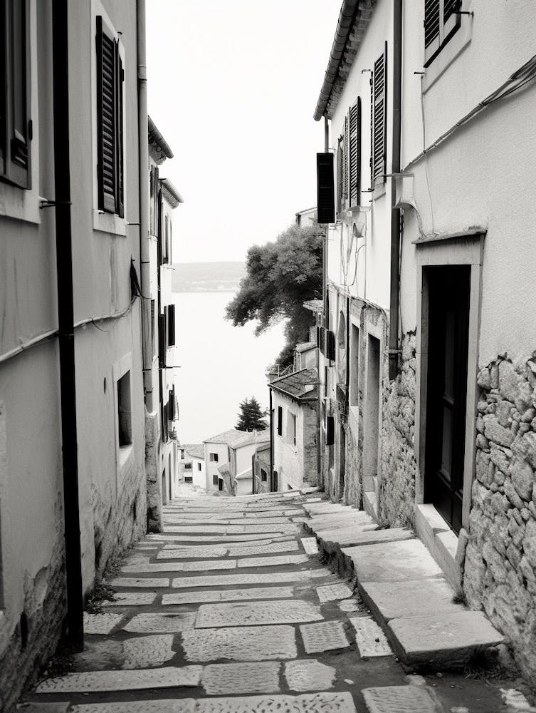 Rovinj, Croatia, Black And White Old Photo 2