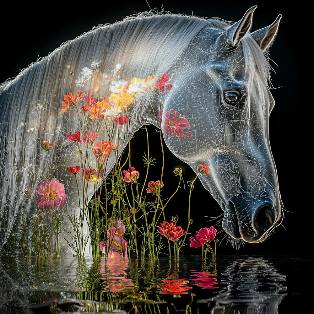 Horse With Flowers