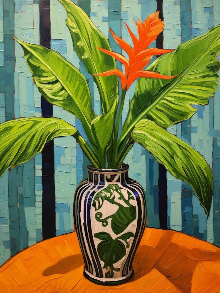 Flowers In A Vase Still Life Painting Bird Of Paradise 4