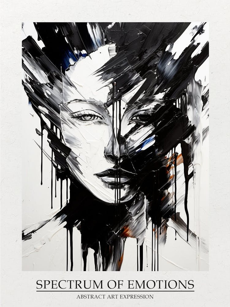 Spectrum Of Emotions Abstract Black And White 2 Poster