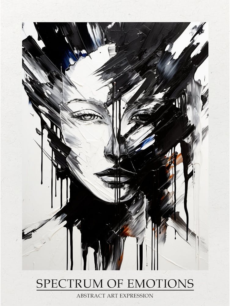 Spectrum Of Emotions Abstract Black And White 2 Poster