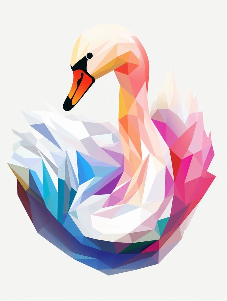 Colourful Geometric Bird Swan 3