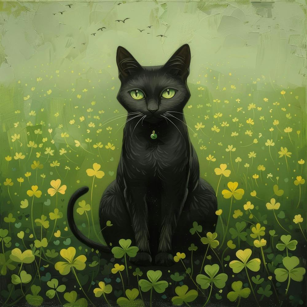 Black Cat In Shamrocks 2