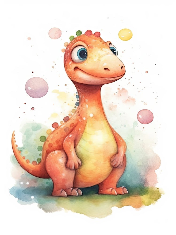 Edmontosaurus Cute Dinosaur Watercolour 1
