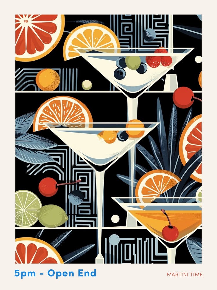 Art Deco Cocktail In Martini Glass 3 Poster