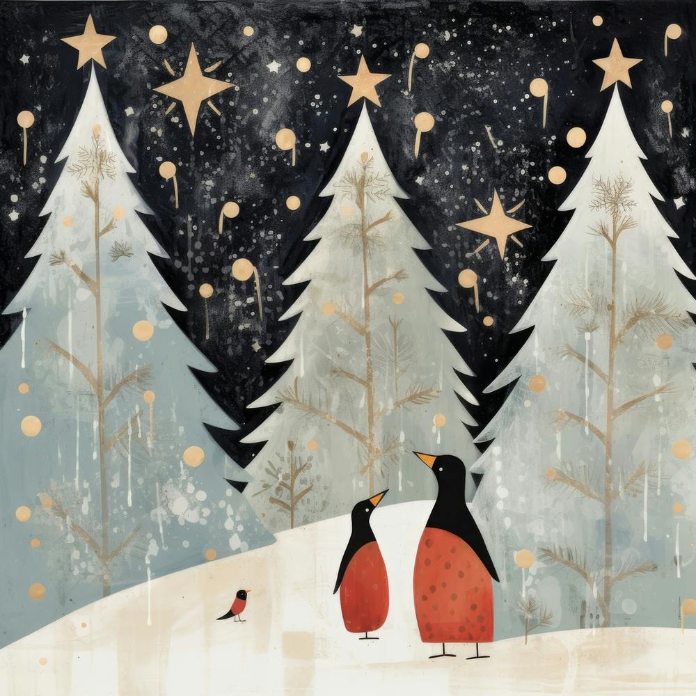 Penguins In The Snow