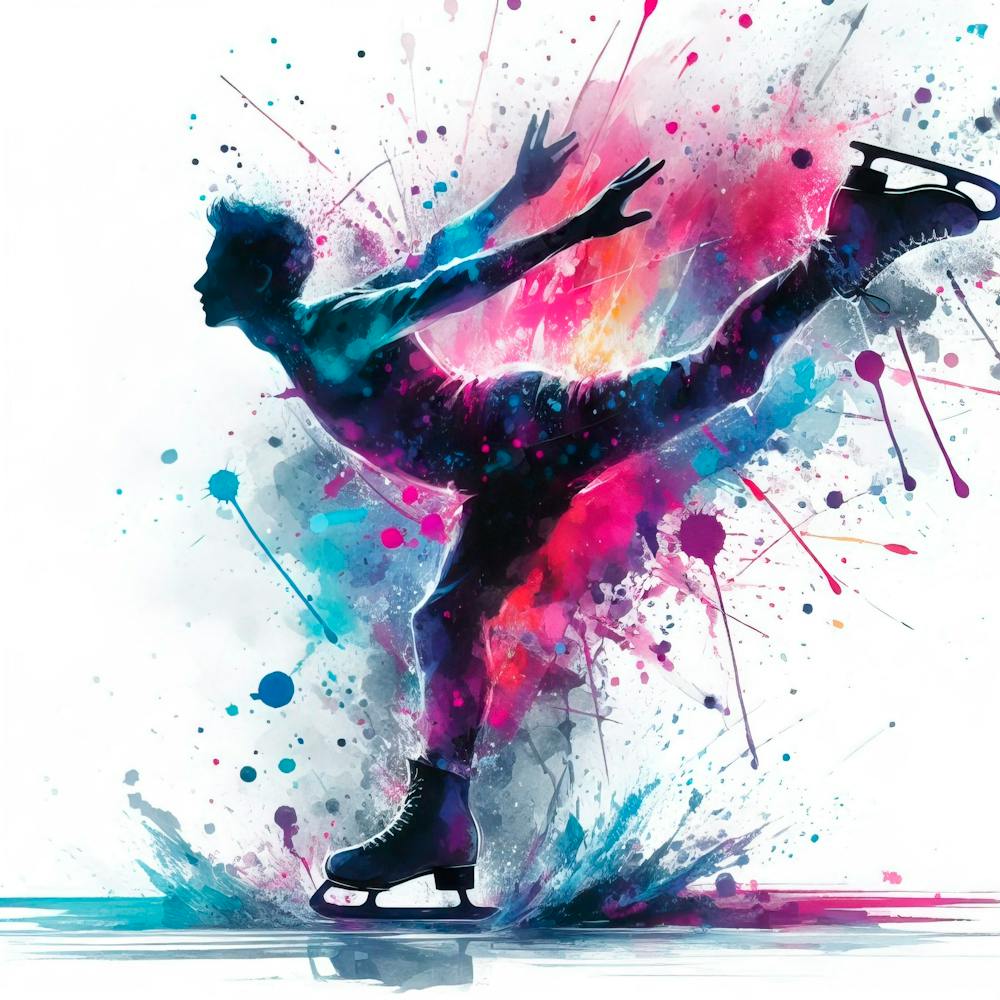 Figure Skating On Ice In Watercolor 3