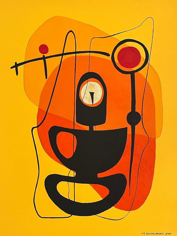 Fire starter - Mid-century style abstract painting 1