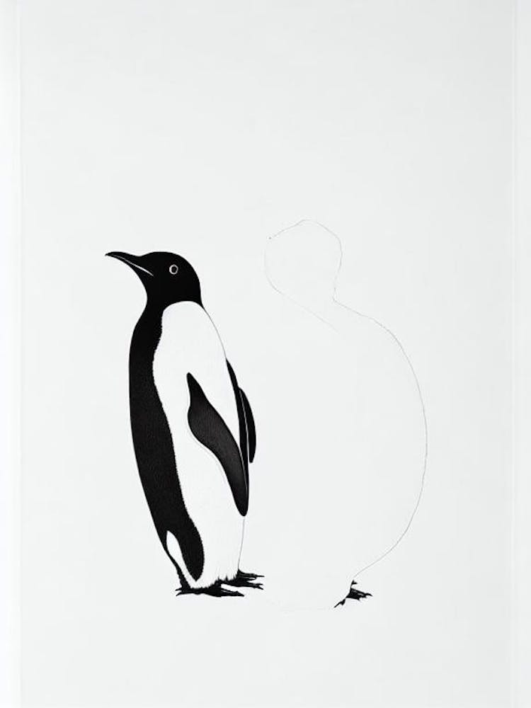 Emperor Penguin Black & White Drawing