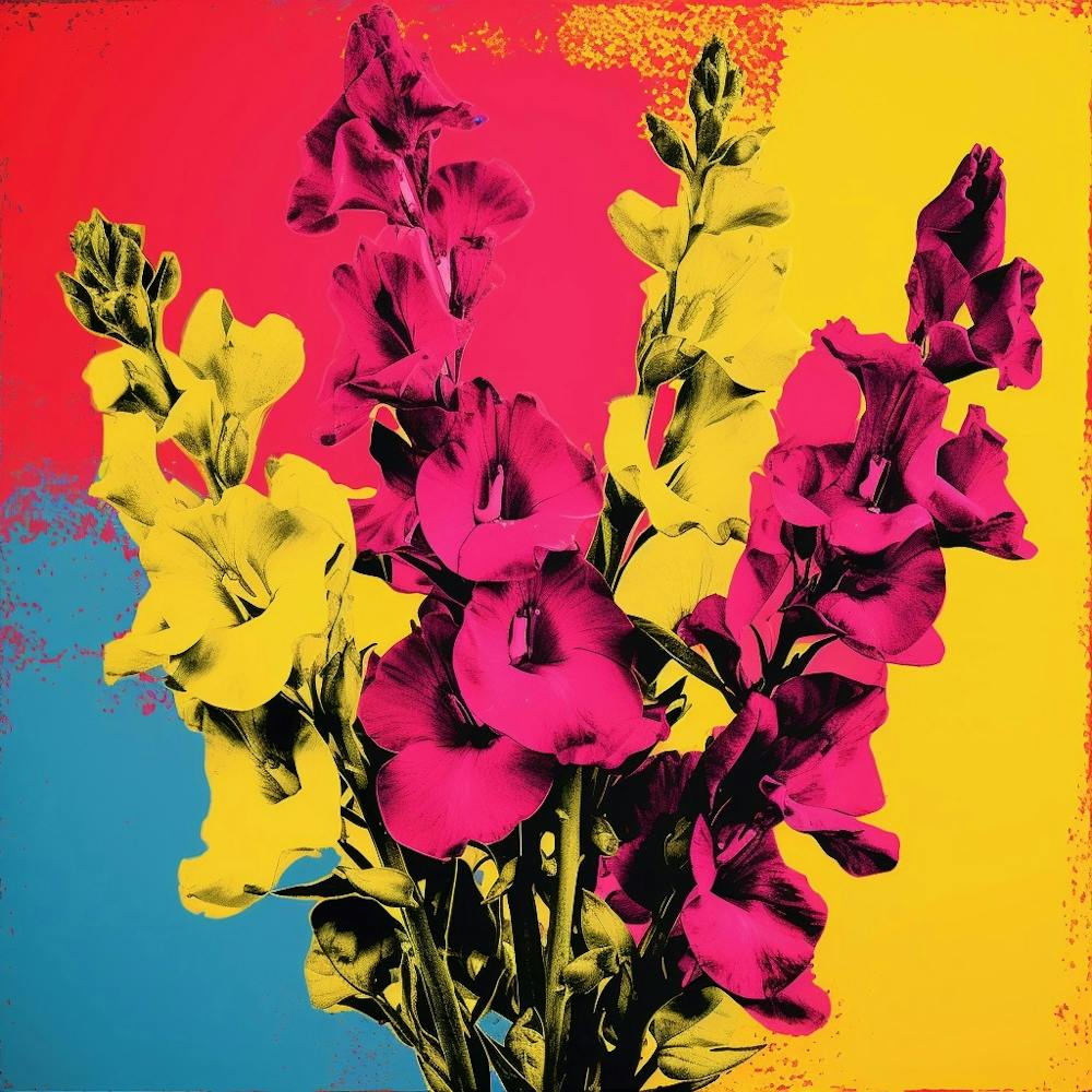 Andy Warhol Stil Pop-Art Blumen Löwenmäulchen 3 Quadrat