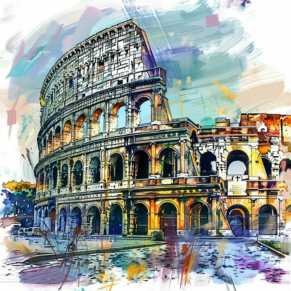 Colisée Peinture à l'Aquarelle