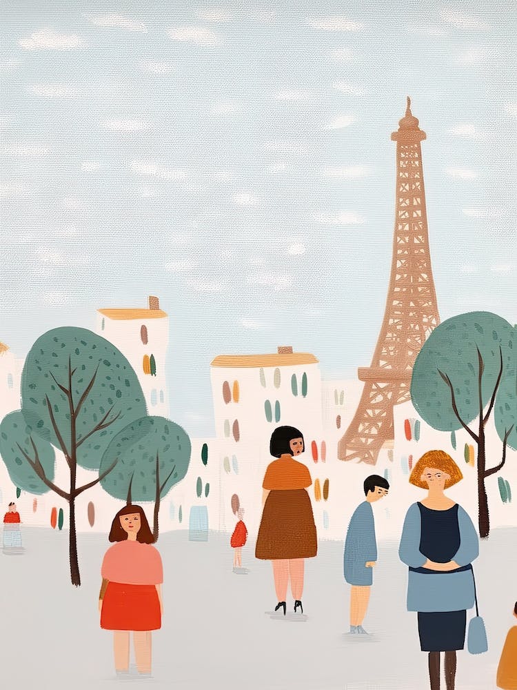 In Paris With The Eiffel Tower Scene, Tiny People And Illustration 1
