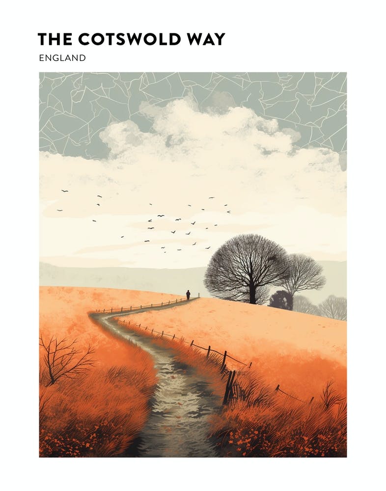 The Cotswold Way England 5 Hiking Trail Landscape Poster