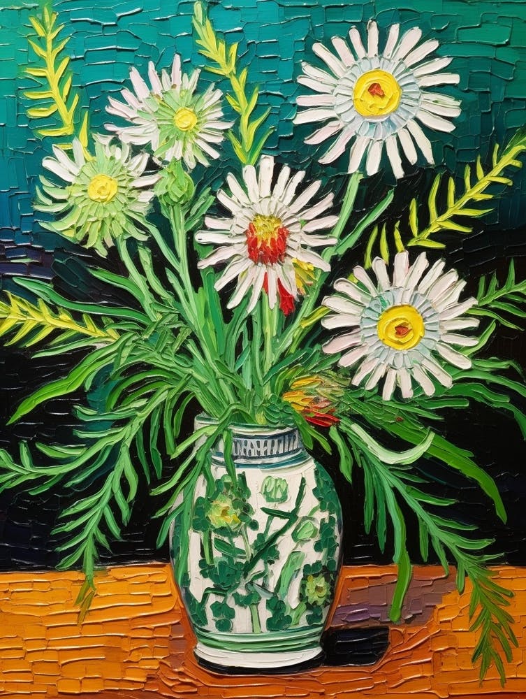 Flowers In A Vase Still Life Painting Edelweiss 1