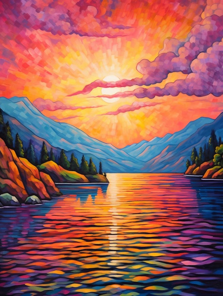 Lake Chelan Washington Pointillism 3