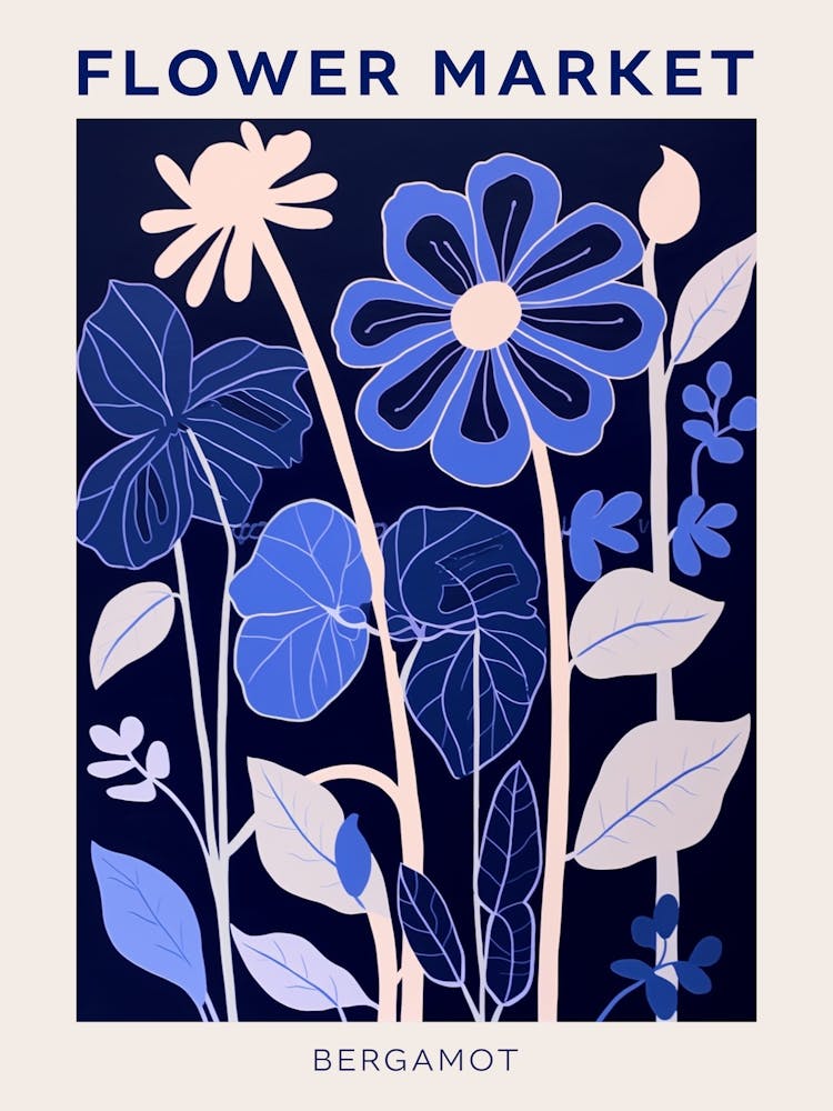 Blue Flower Market Poster Bergamot