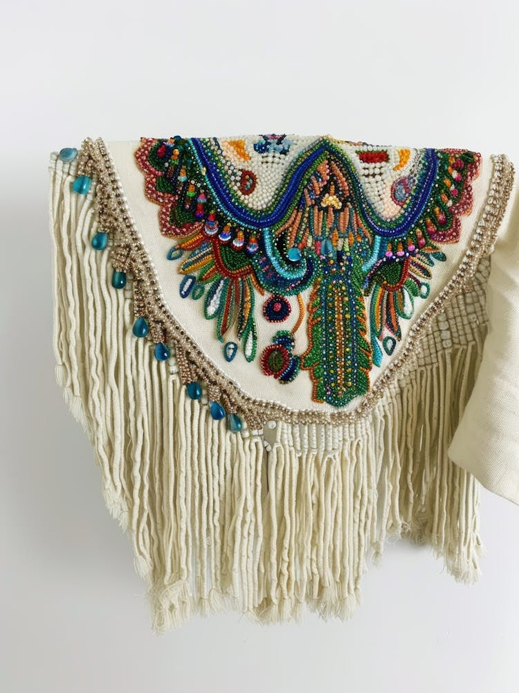 Embroidered Fringe Wall Hanging