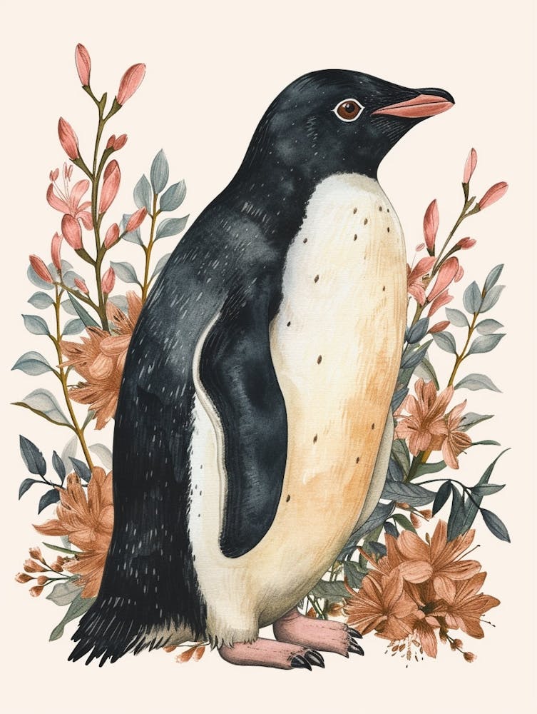 Adlie Penguin Gold Harbour Vintage Botanical Painting 2