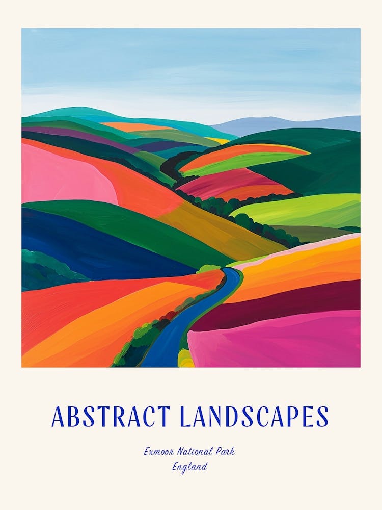 Colourful Abstract Exmoor National Park England 2 Poster Blue