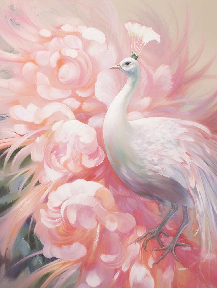 Pink Ethereal Bird Painting Peacock 4