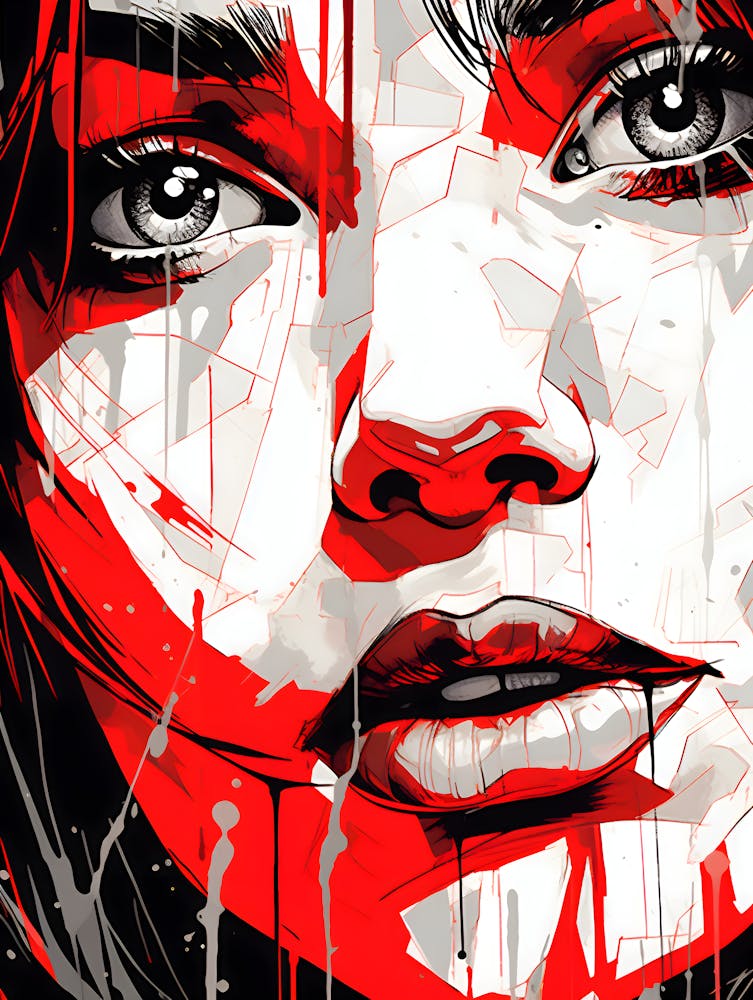 Girl With Red Paint On Her Face