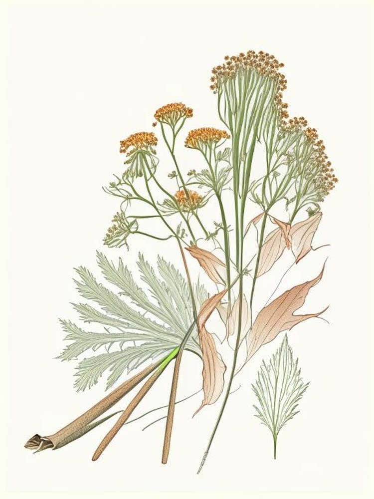 Angelica Root Spices And Herbs Pencil Illustration 2