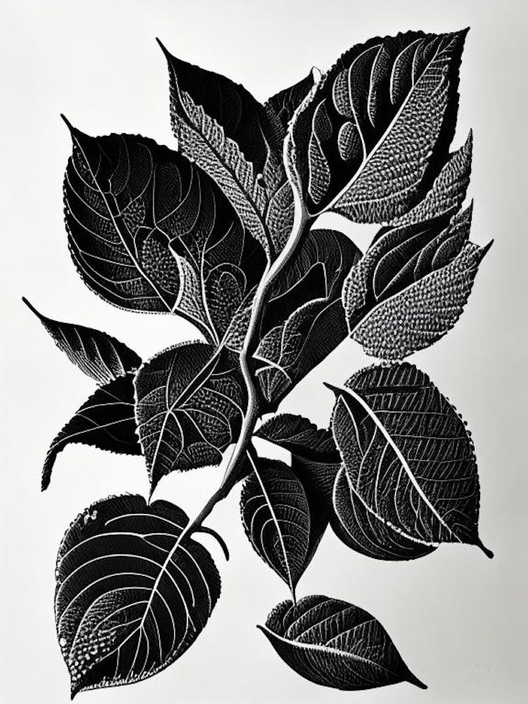 Serviceberry Leaf Linocut