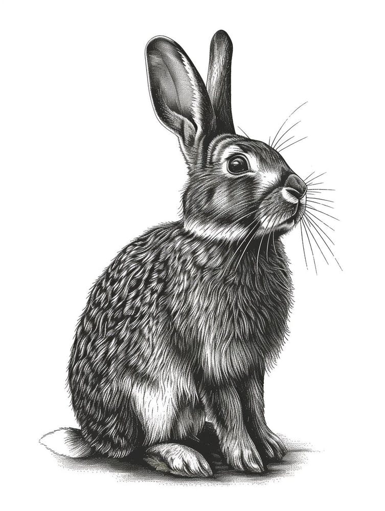 American Sable Blockprint Rabbit Illustration 4