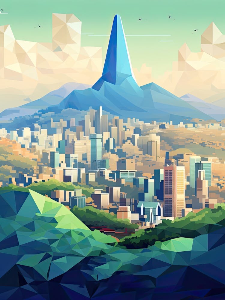 Seoul, South Korea, Geometric Illustration 4