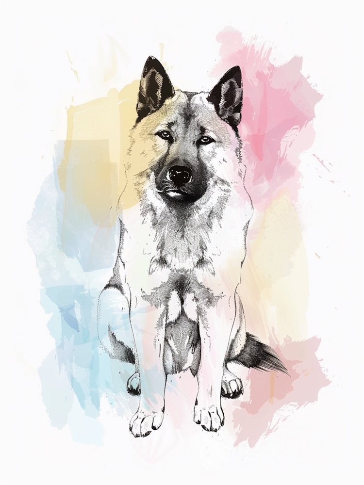 Berger Allemand Pastel Ligne Aquarelle
