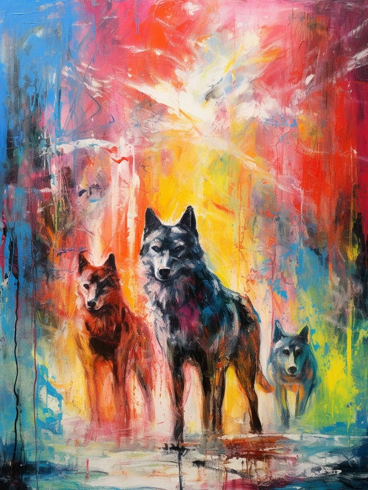 Wolves Abstract Expressionism 2