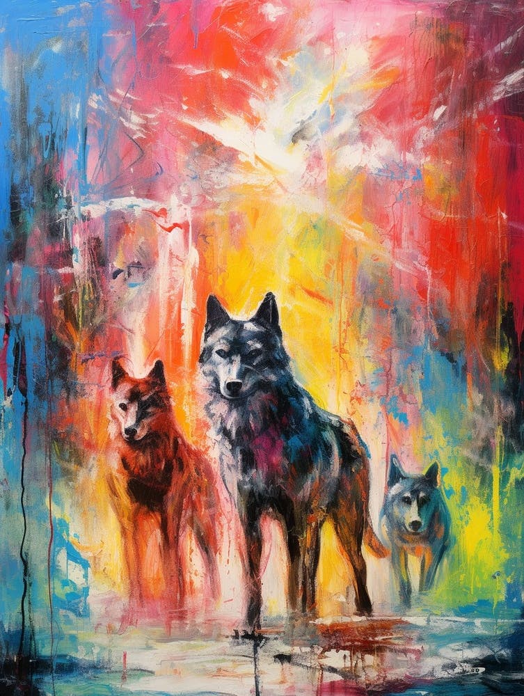 Wolves Abstract Expressionism 2