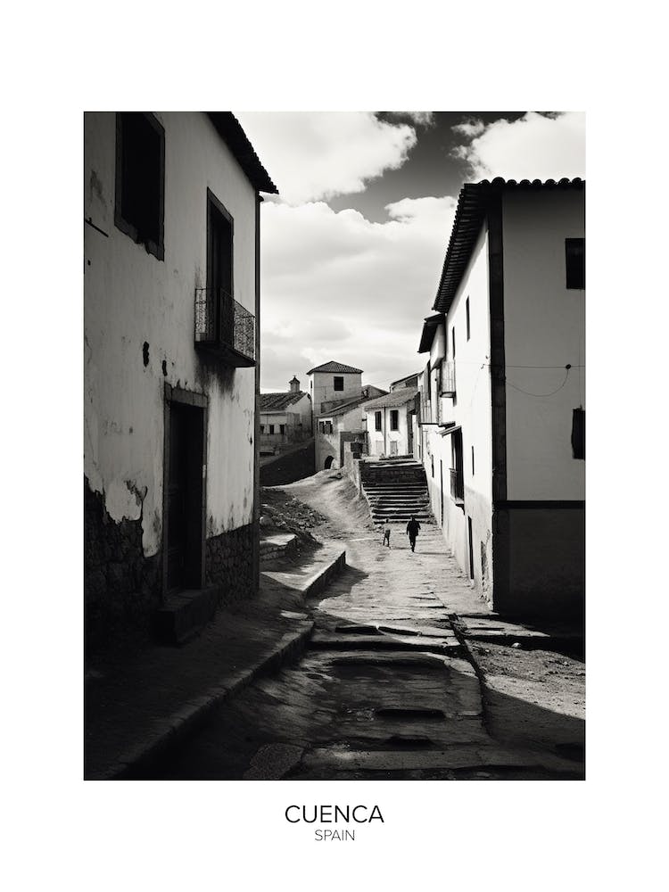 Poster Of Cuenca, Spain, Black And White Analogue Photography 3