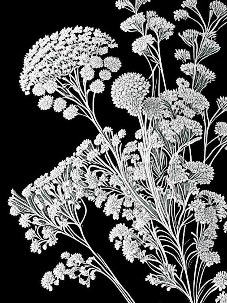 Schafgarbe Wildblume Linolschnitt 1