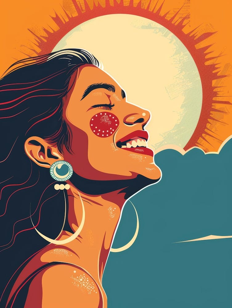 Happy Girl With Sun