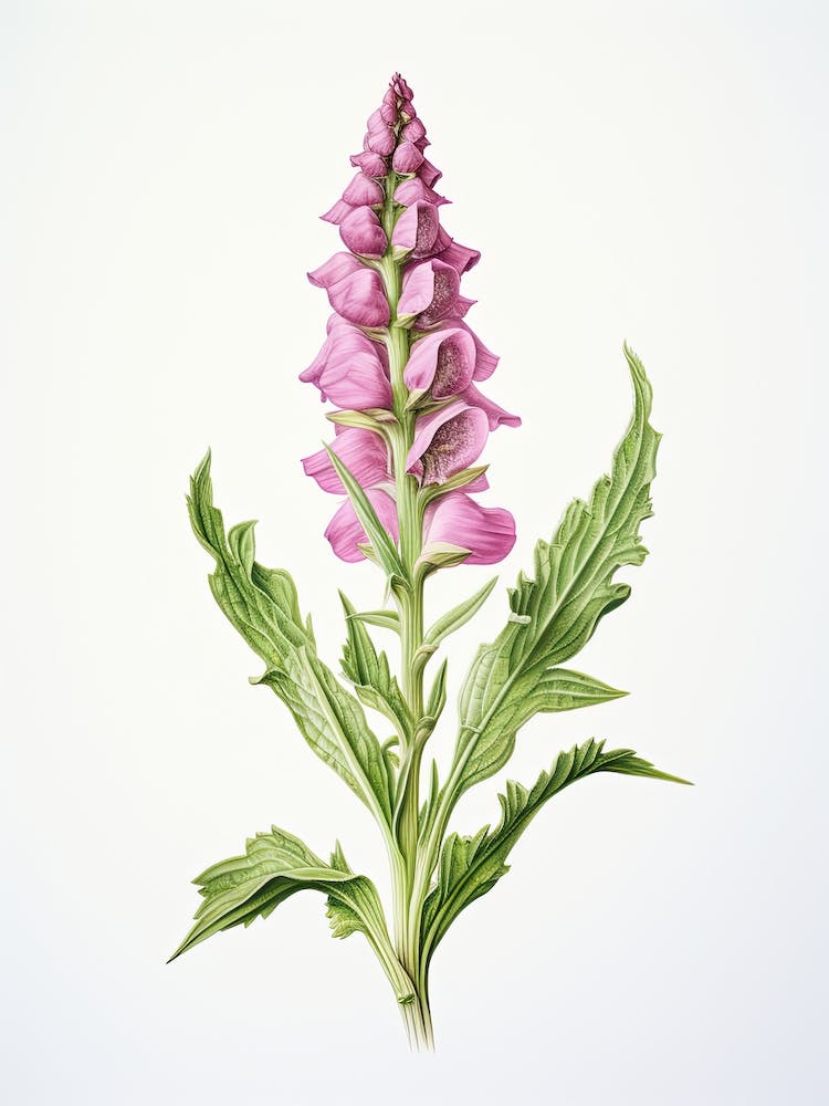 Foxglove Flower Vintage Botanical 1