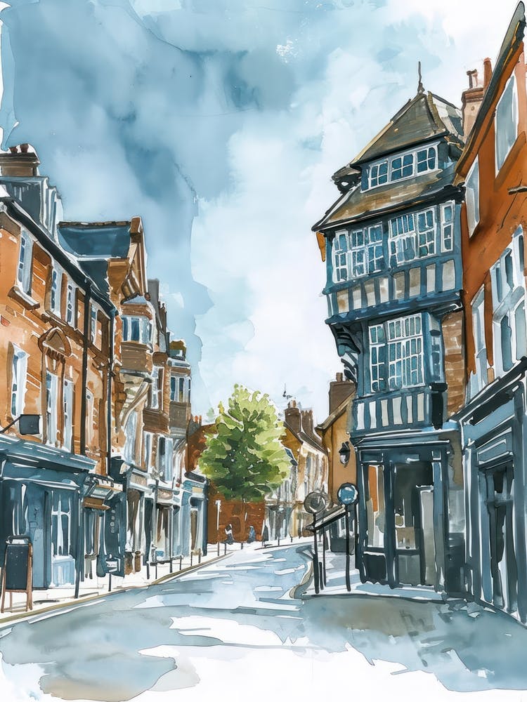 Kingston Upon Thames London Borough   Street Watercolour 1