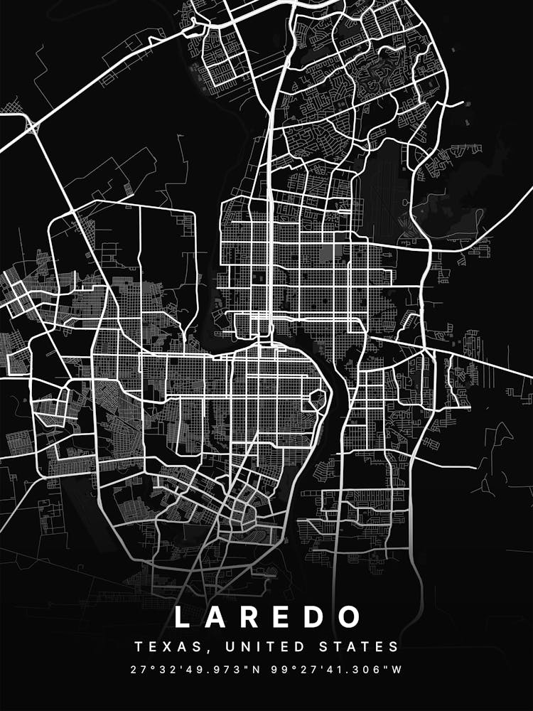 Laredo Texas USA Black Map