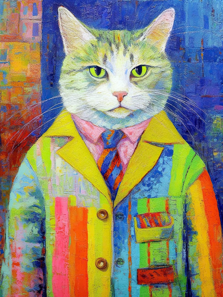 Cat Artistic Whiskers; Oil Brushed Beauty