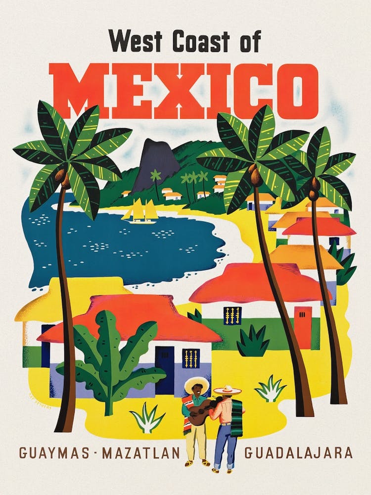 West Coast Of Mexico Vintage Travel Poster