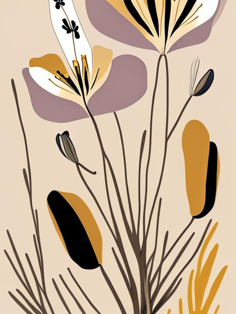 Desert Mariposa Lily Wildflower Modern Muted Colours