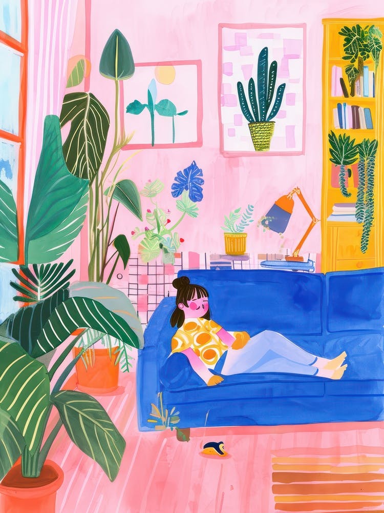 Girl Chilling Lo Fi Kawaii Illustration 1