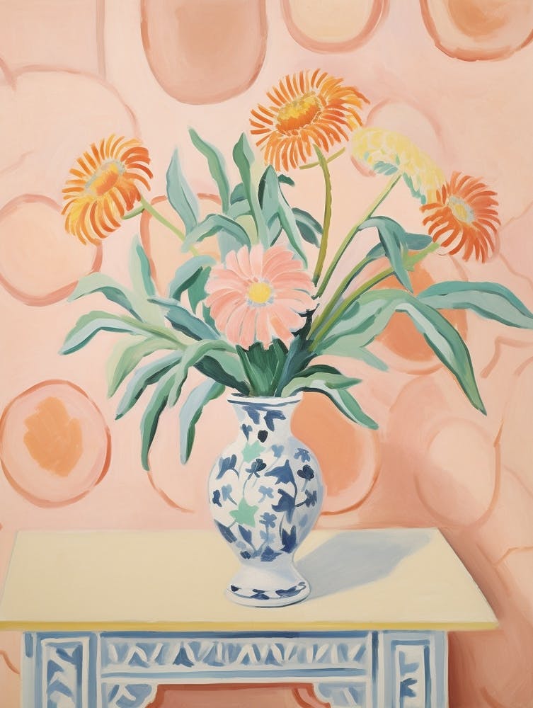 A Vase With Marigold, Flower Bouquet 4