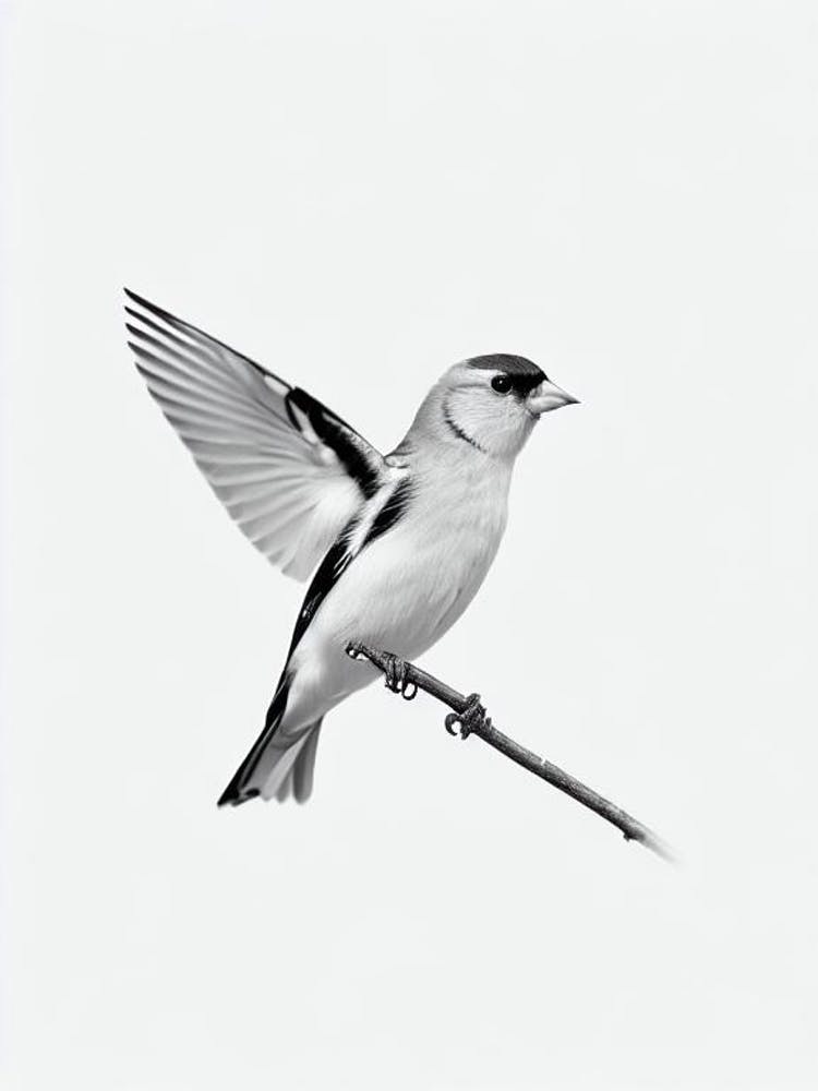 American Goldfinch B&W Pencil Drawing 1 Bird