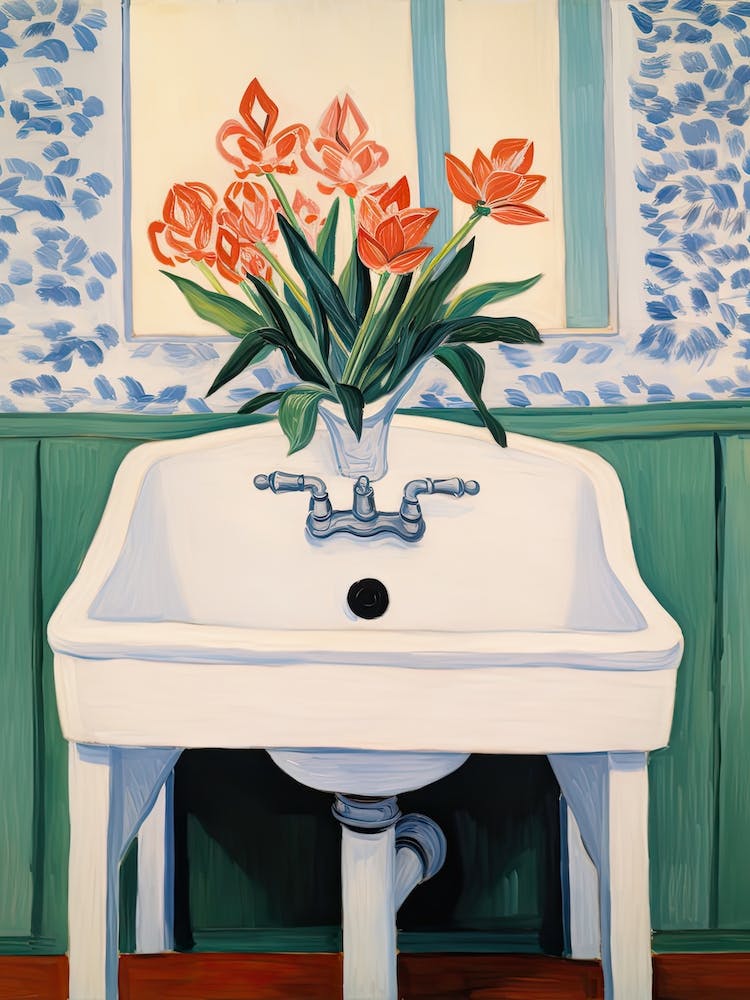 Bathroom Vanity Painting With A Daffodil Bouquet 2