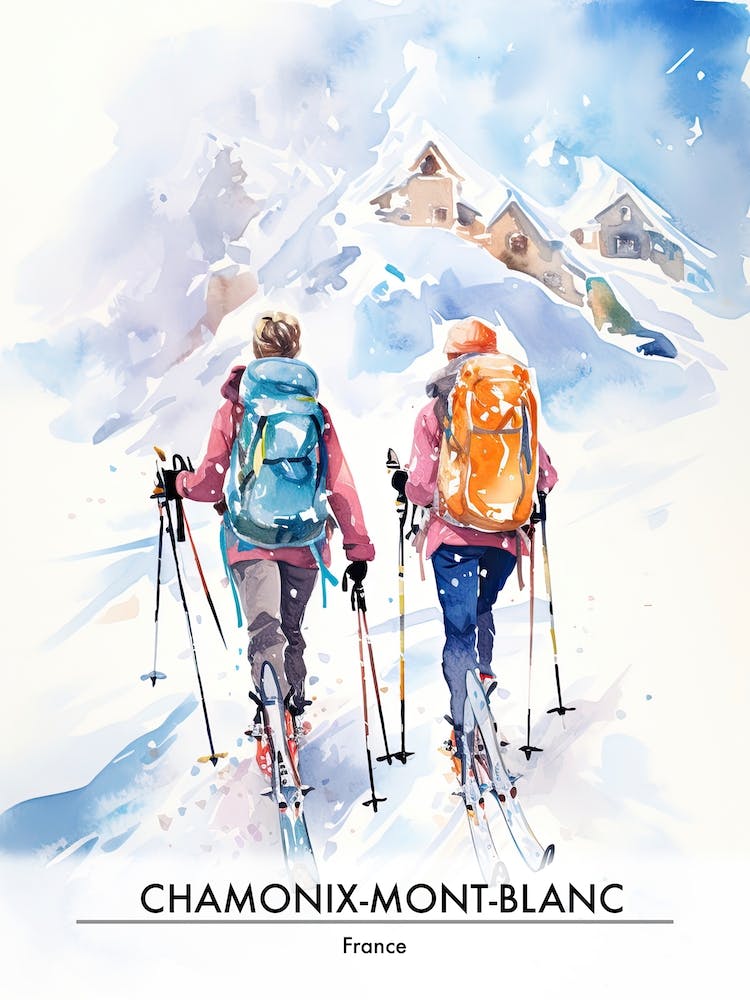 Chamonix Mont Blanc   France, Ski Resort Poster Illustration 5